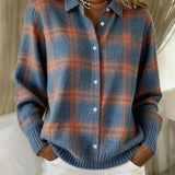 Victoria | Suéter Retro de Cuadros con Contraste Casual