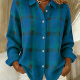 Victoria | Suéter Retro de Cuadros con Contraste Casual