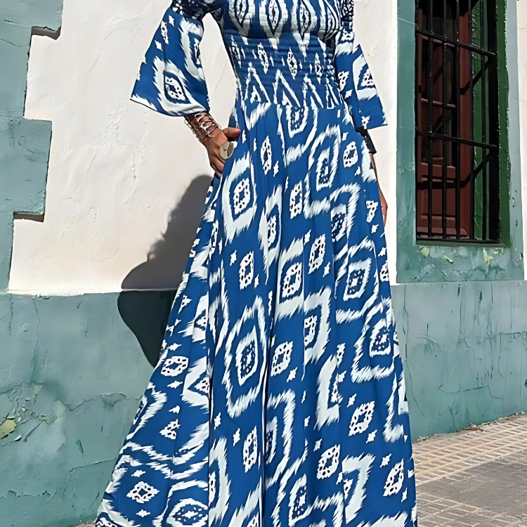 Alina | Vestido Maxi con Hombros Descubiertos y Encanto Boho