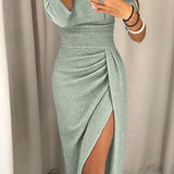 Adelai | Vestido midi sin hombros con abertura