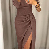 Adelai | Vestido midi sin hombros con abertura
