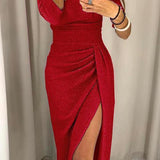Adelai | Vestido midi sin hombros con abertura