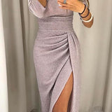Adelai | Vestido midi sin hombros con abertura