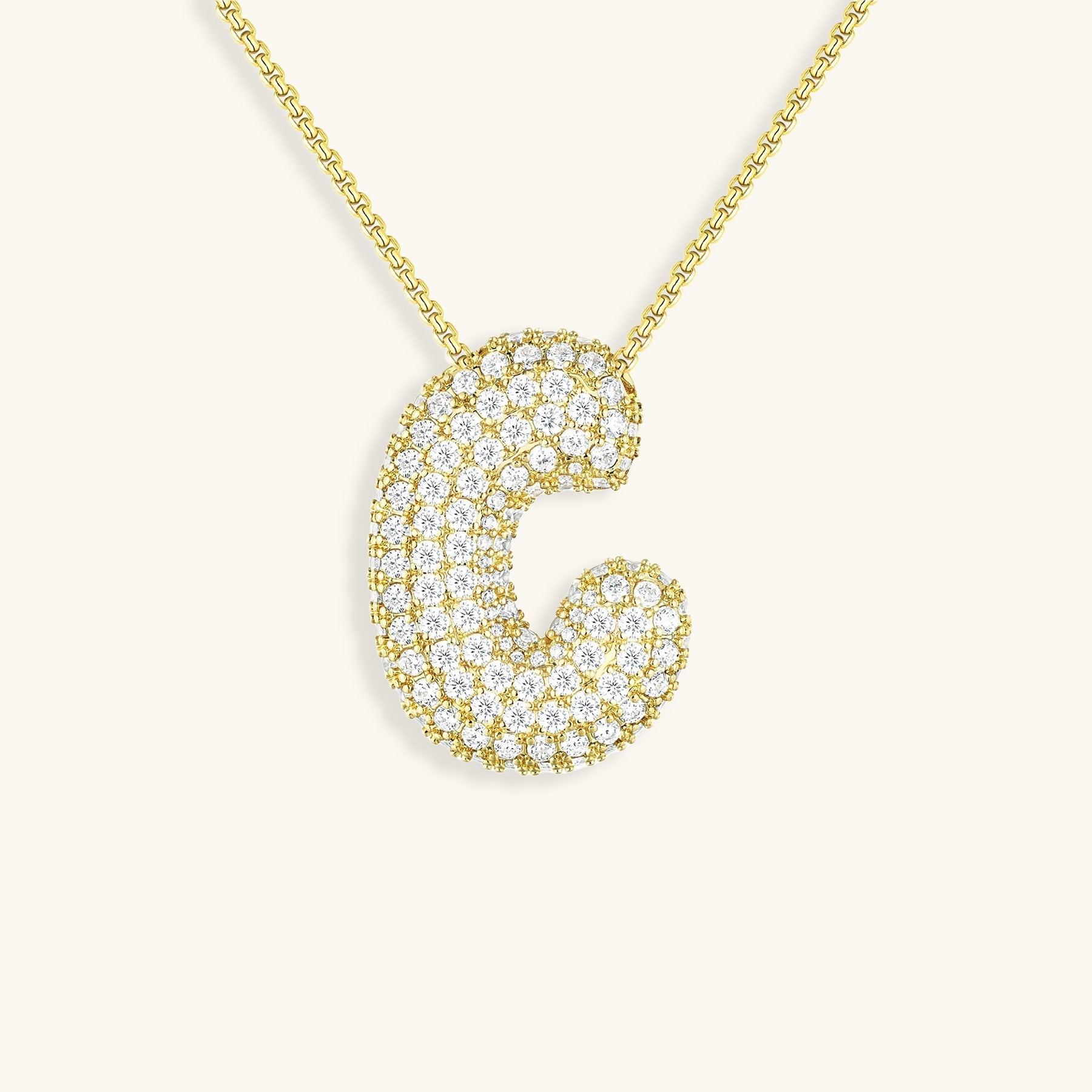 Collar con Inicial y Diamantes estilo Bubble