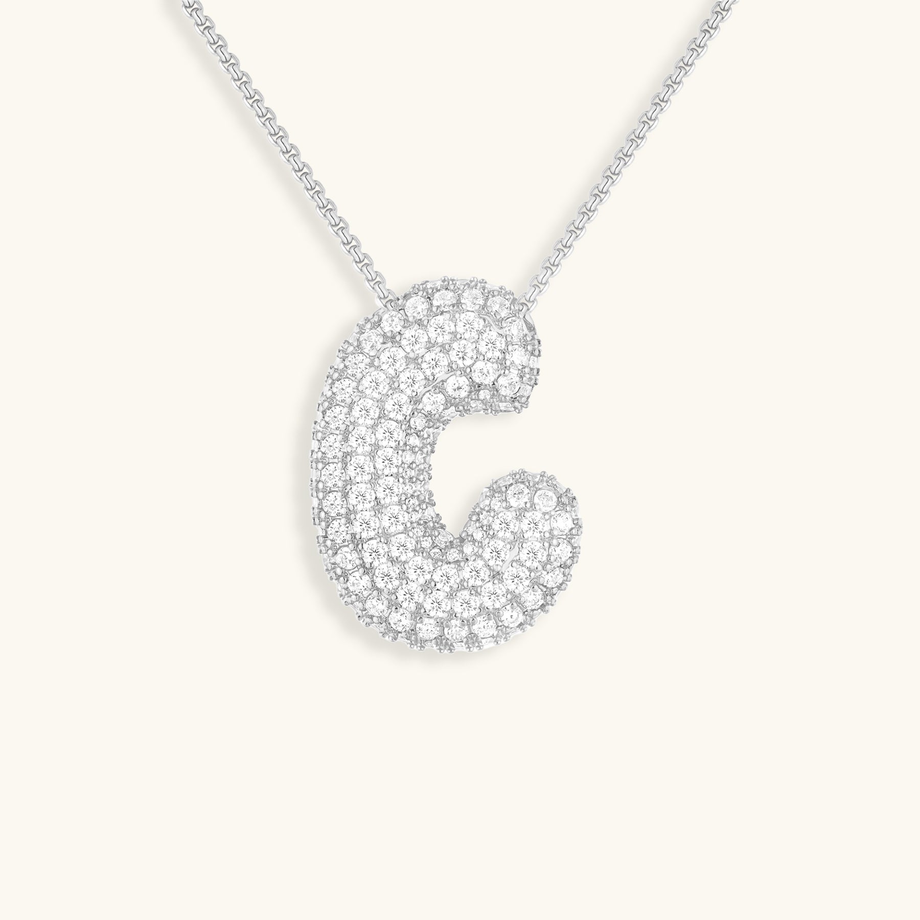 Collar con Inicial y Diamantes estilo Bubble