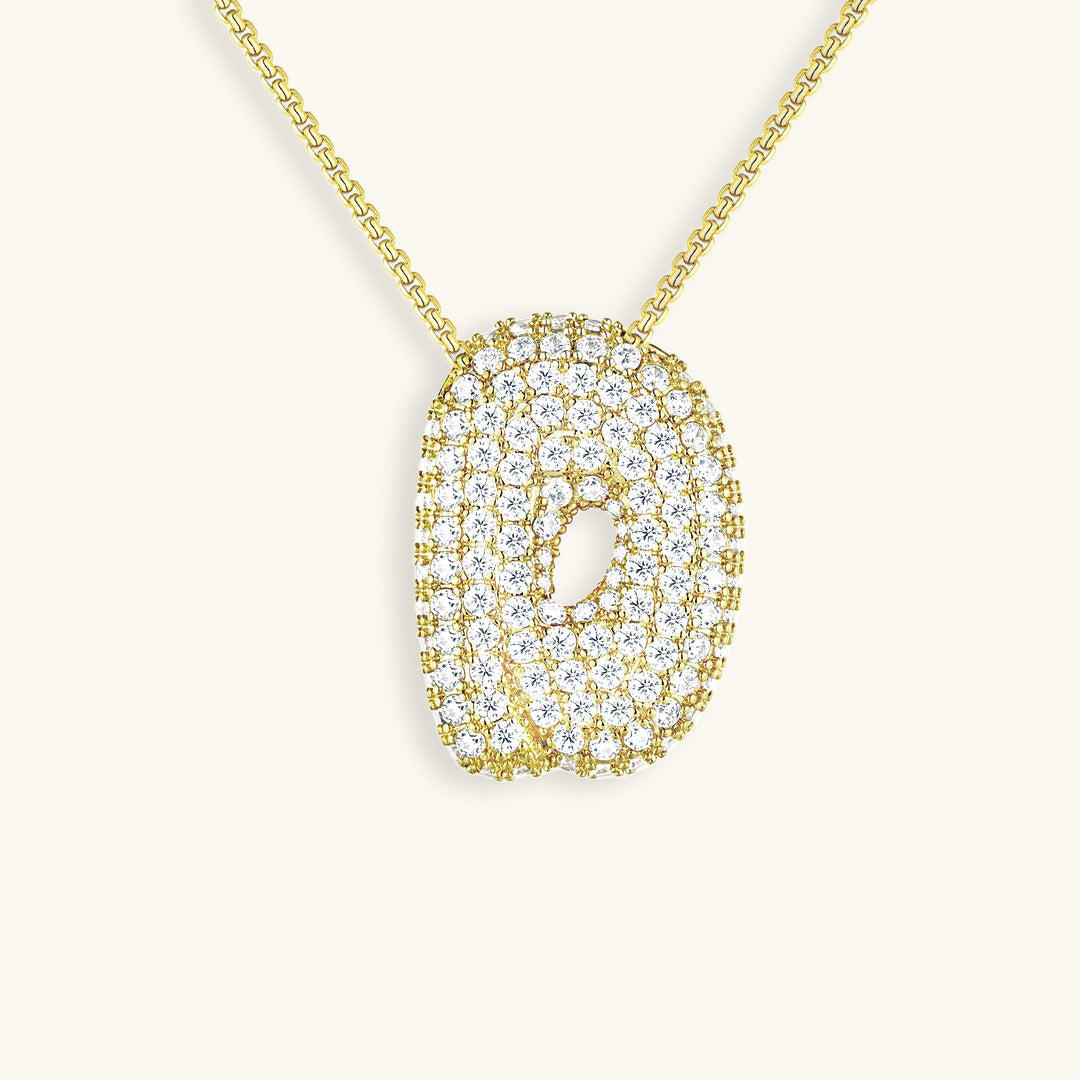 Collar con Inicial y Diamantes estilo Bubble