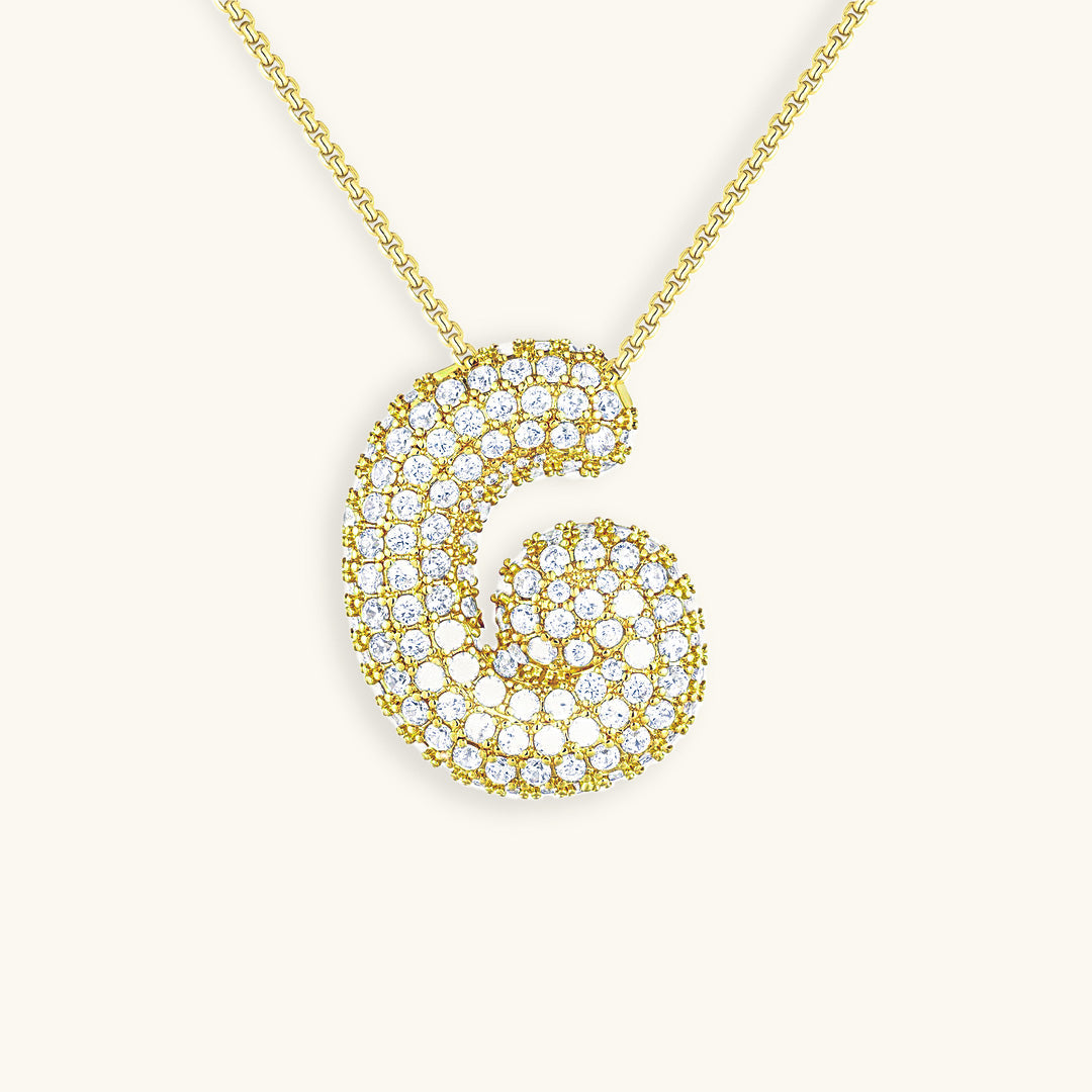 Collar con Inicial y Diamantes estilo Bubble