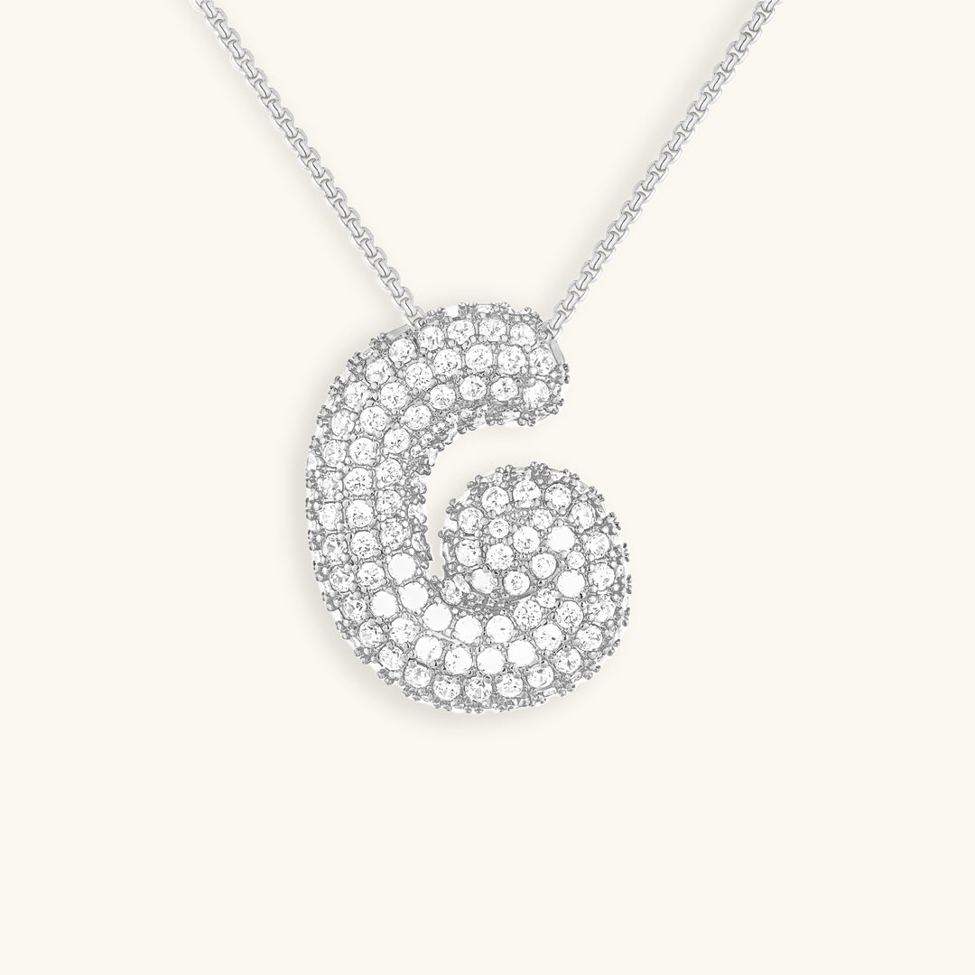 Collar con Inicial y Diamantes estilo Bubble