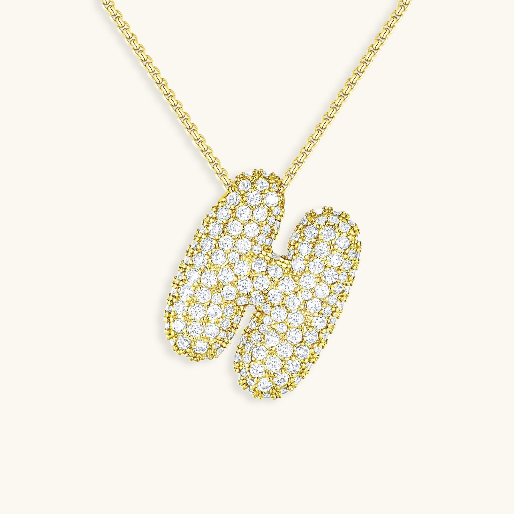 Collar con Inicial y Diamantes estilo Bubble