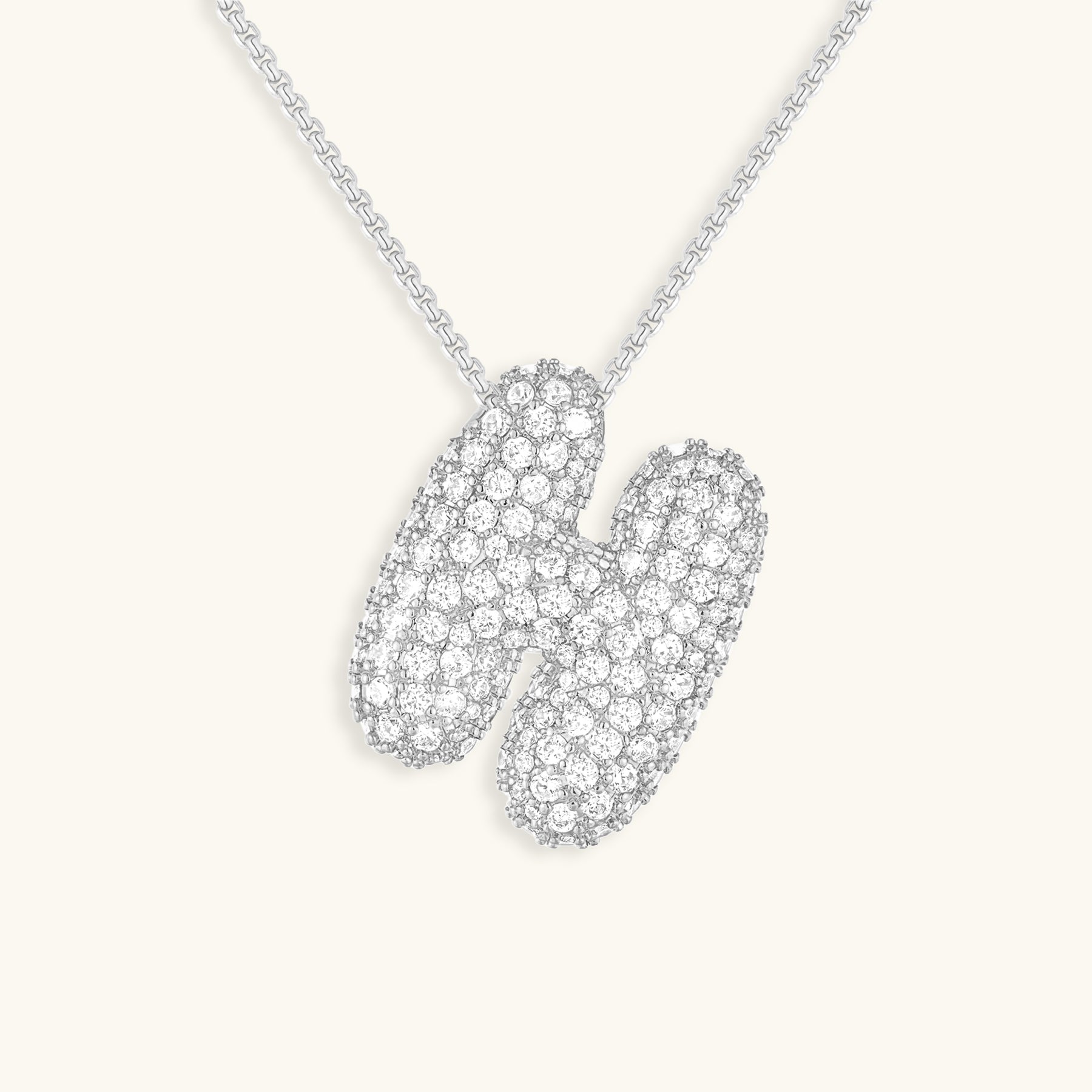 Collar con Inicial y Diamantes estilo Bubble