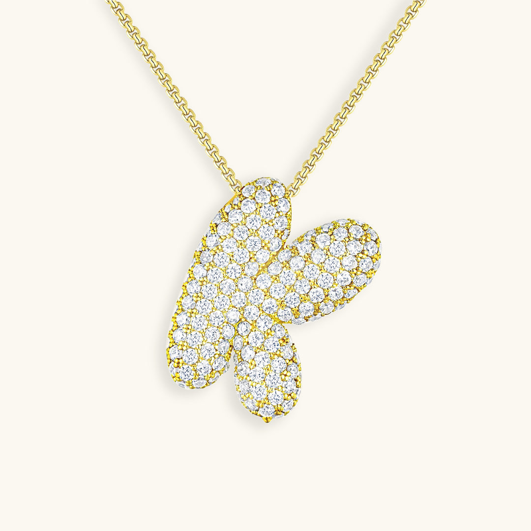 Collar con Inicial y Diamantes estilo Bubble