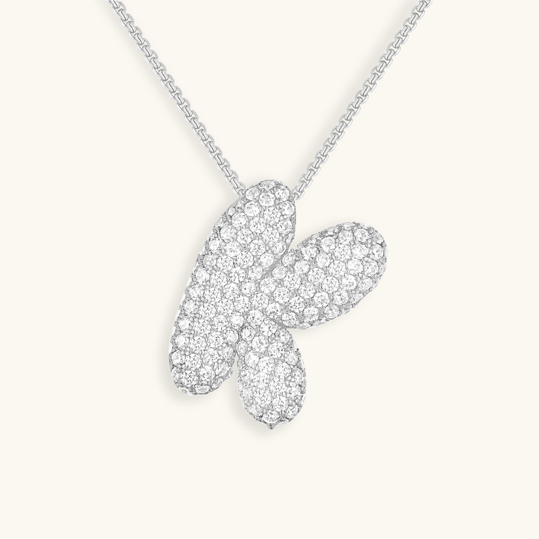 Collar con Inicial y Diamantes estilo Bubble