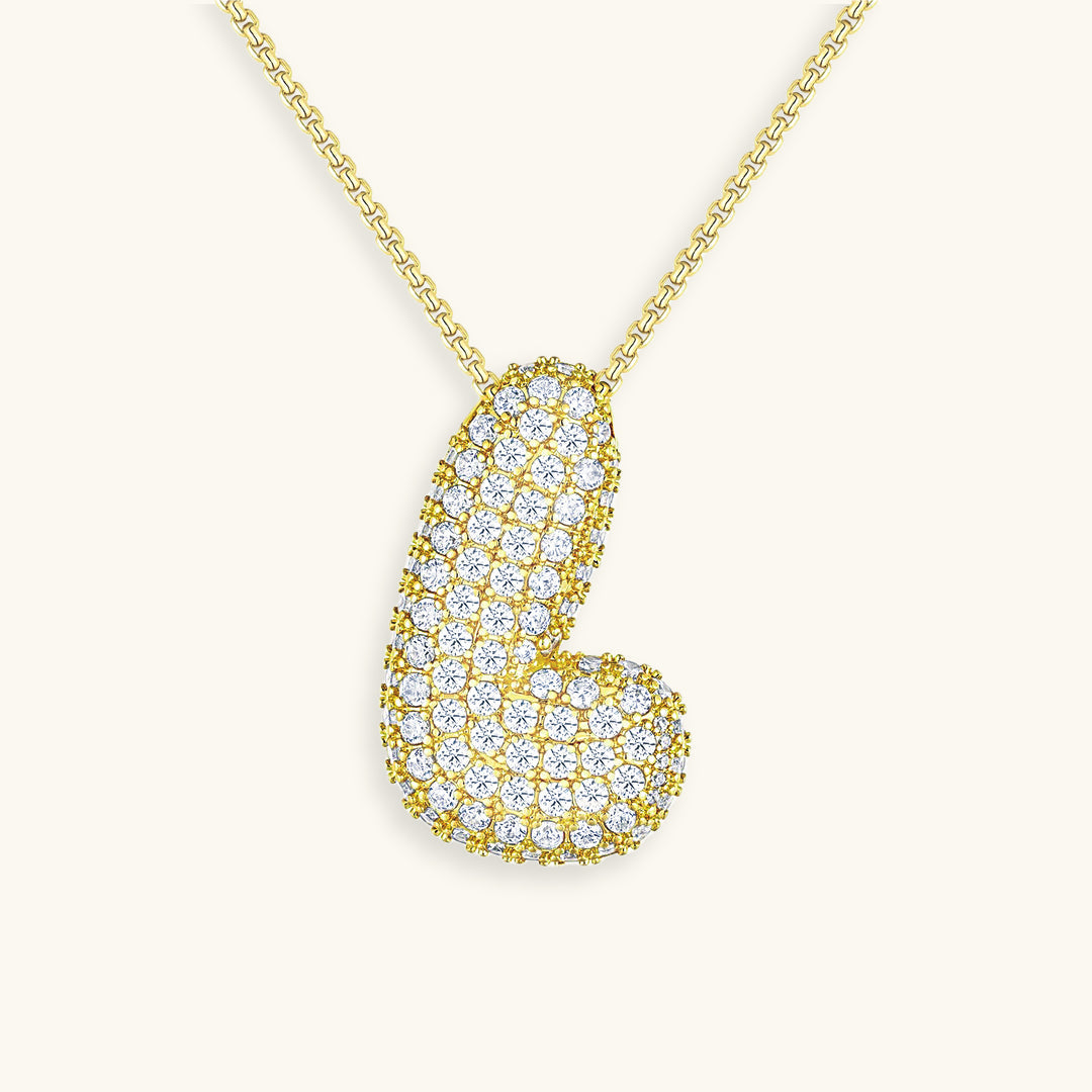 Collar con Inicial y Diamantes estilo Bubble