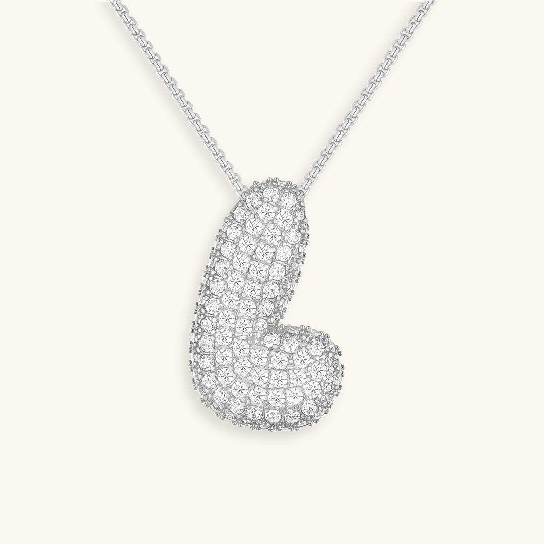 Collar con Inicial y Diamantes estilo Bubble