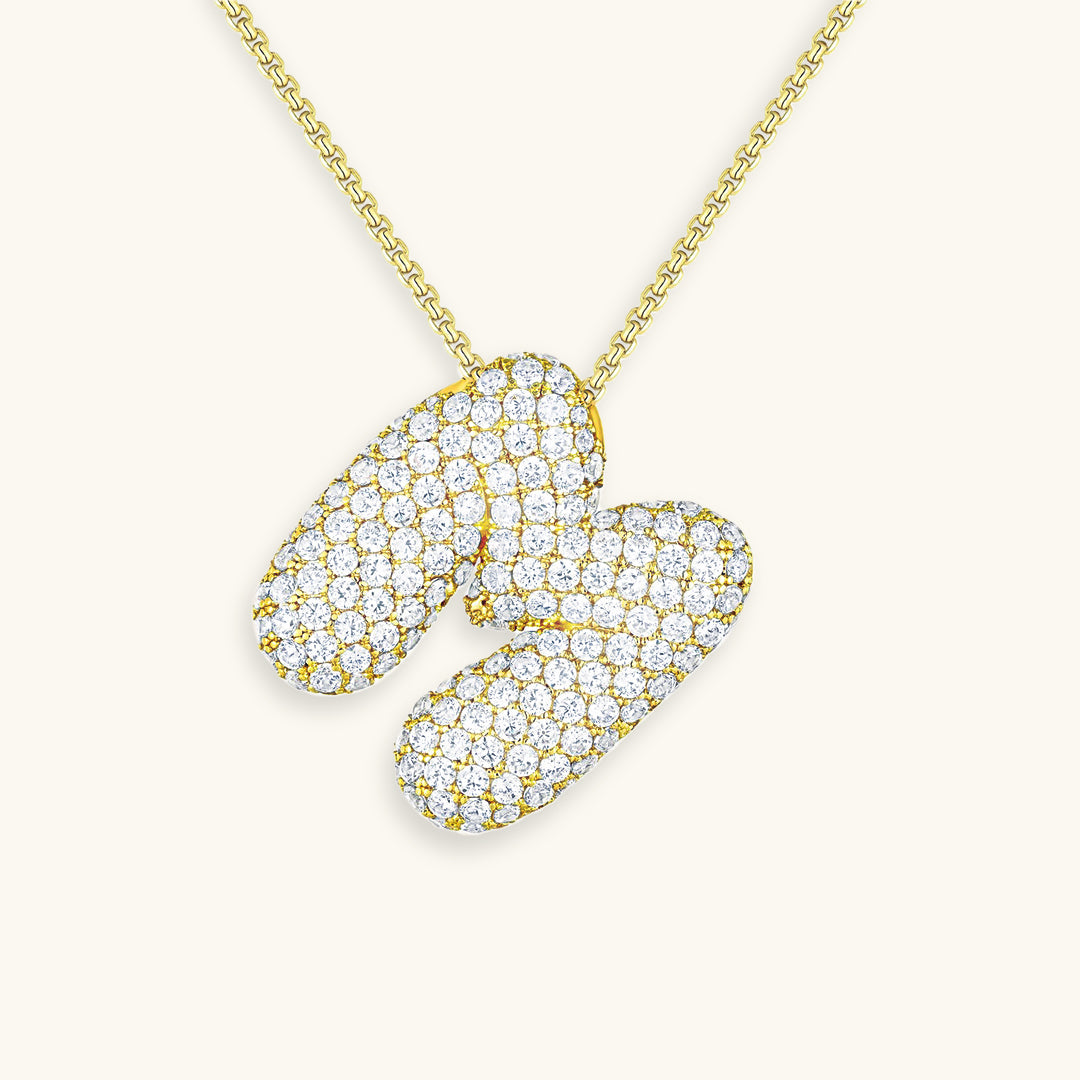 Collar con Inicial y Diamantes estilo Bubble
