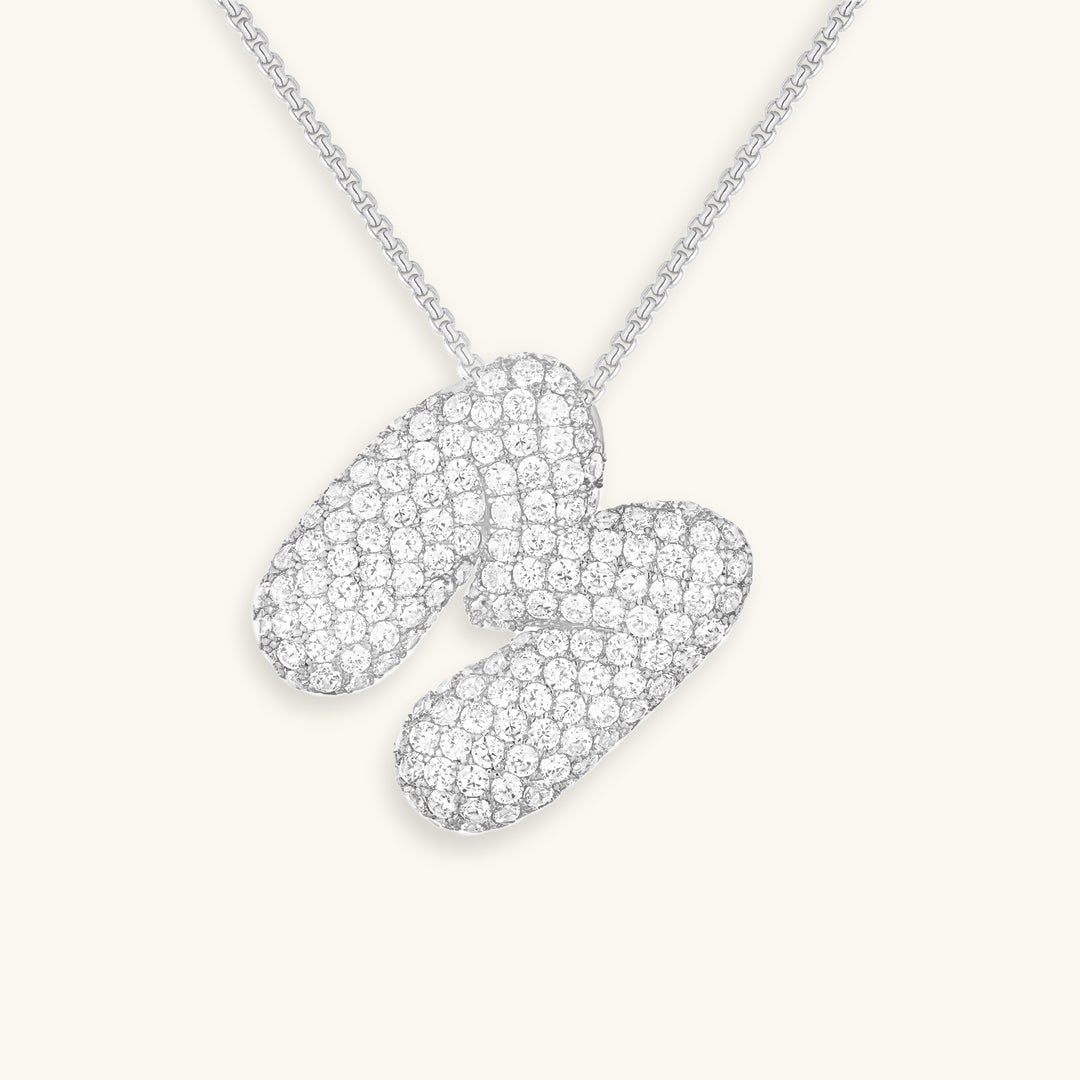 Collar con Inicial y Diamantes estilo Bubble