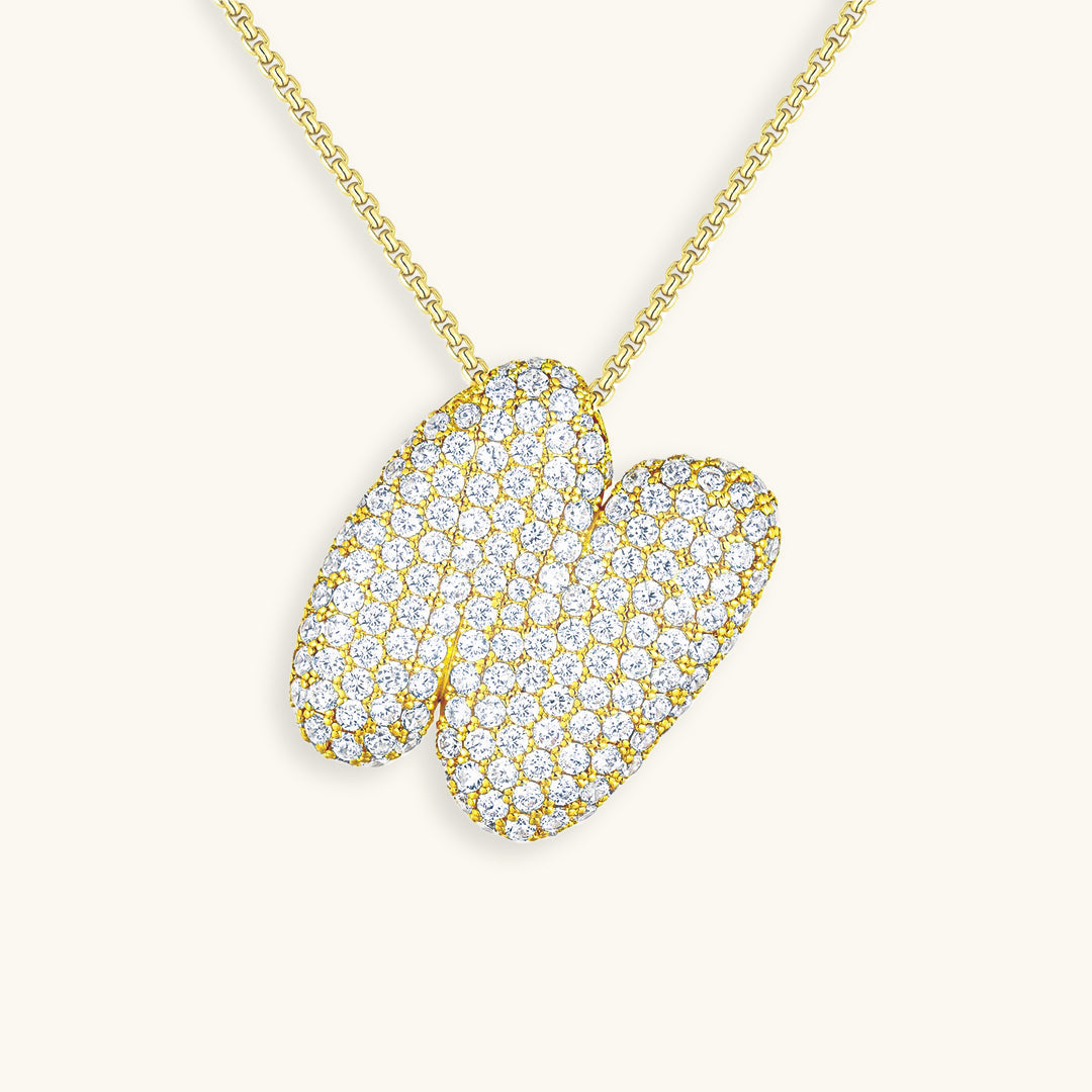 Collar con Inicial y Diamantes estilo Bubble