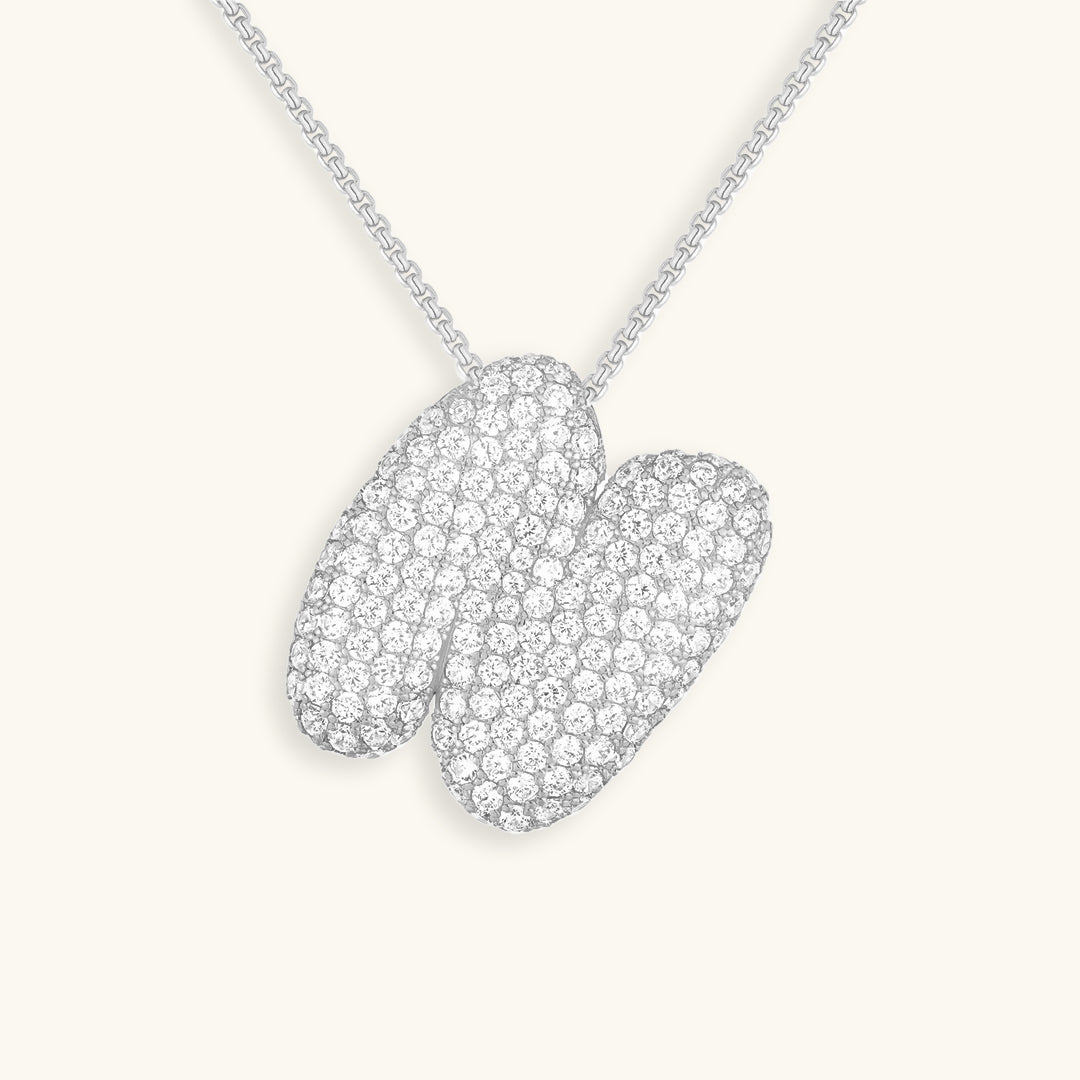 Collar con Inicial y Diamantes estilo Bubble