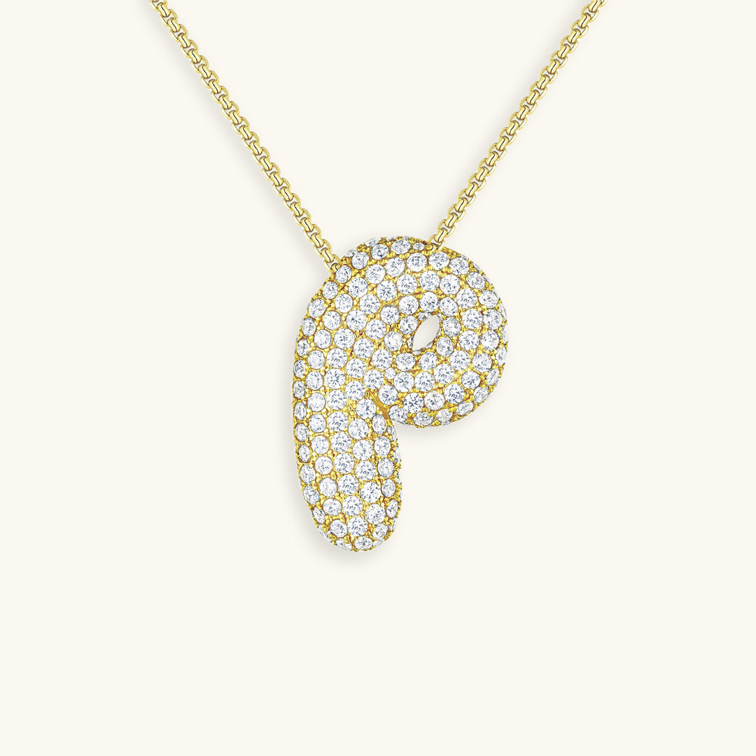 Collar con Inicial y Diamantes estilo Bubble
