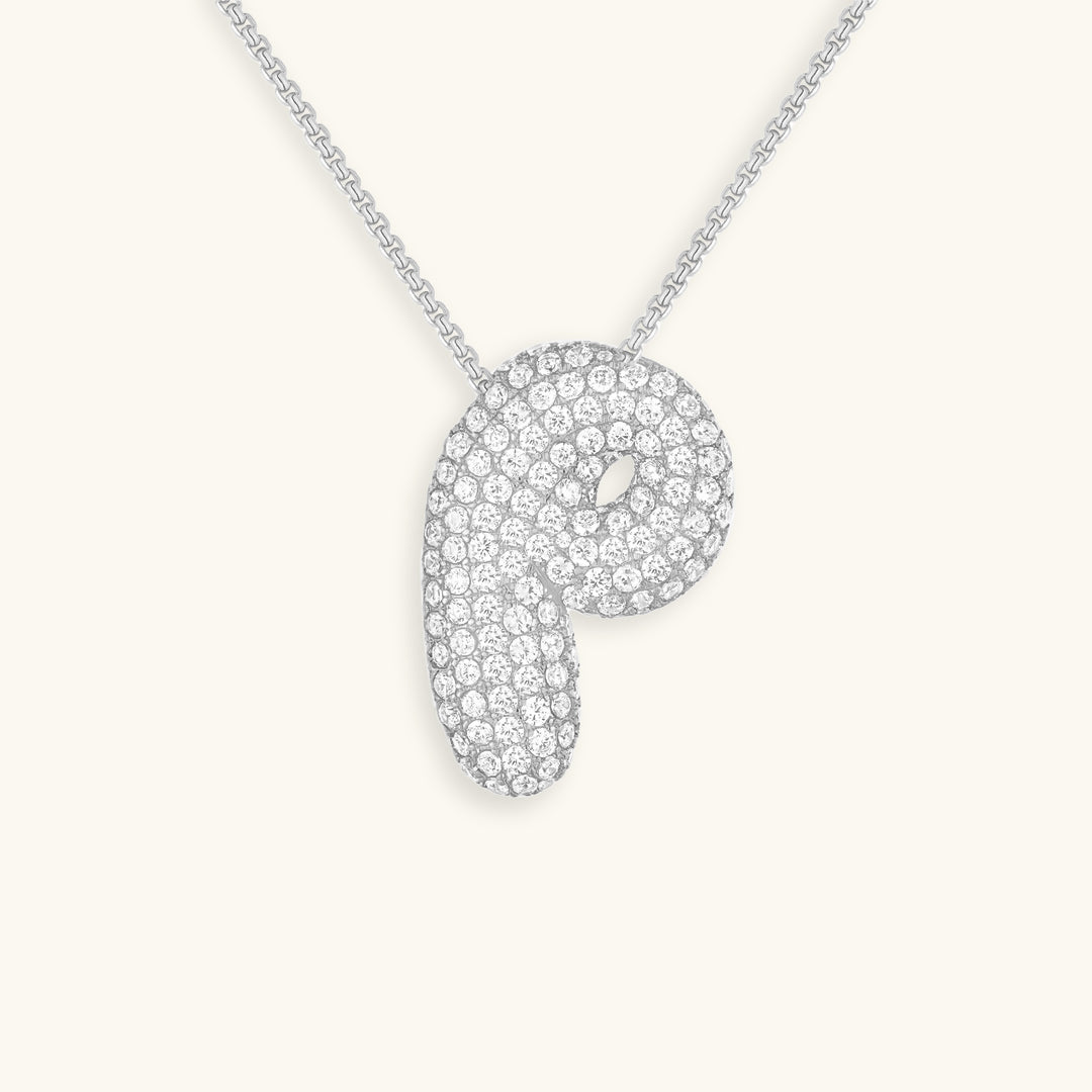 Collar con Inicial y Diamantes estilo Bubble
