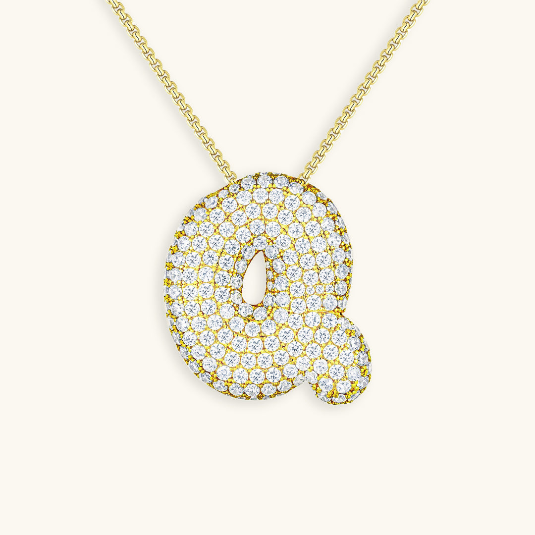 Collar con Inicial y Diamantes estilo Bubble
