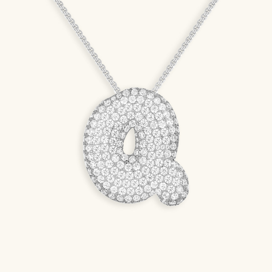 Collar con Inicial y Diamantes estilo Bubble