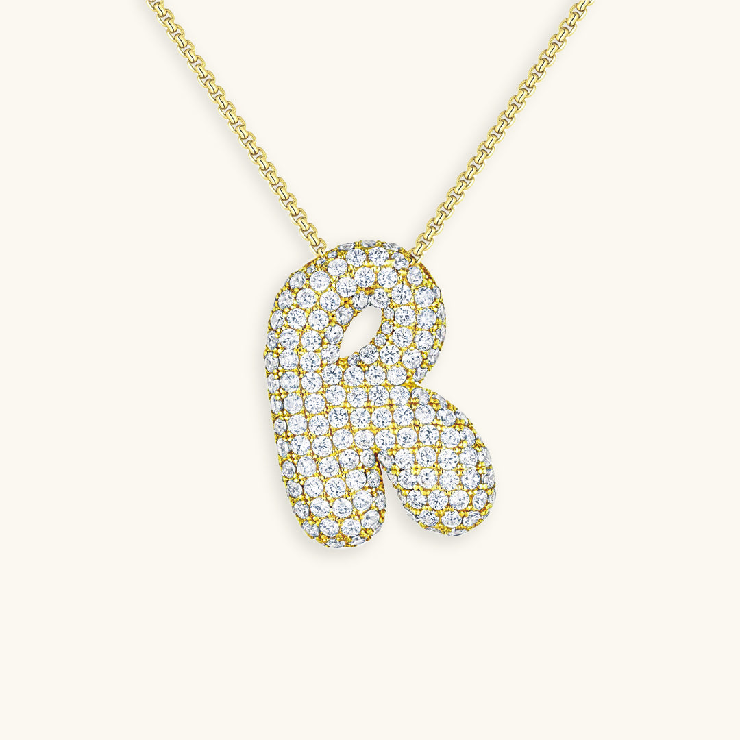 Collar con Inicial y Diamantes estilo Bubble