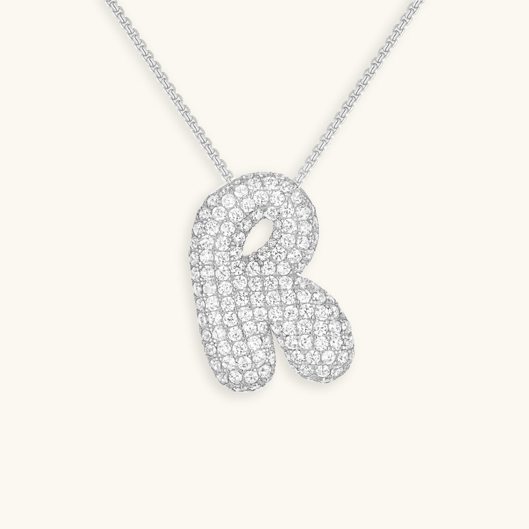 Collar con Inicial y Diamantes estilo Bubble