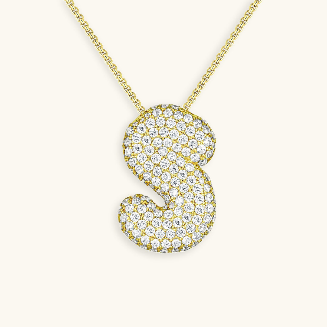 Collar con Inicial y Diamantes estilo Bubble