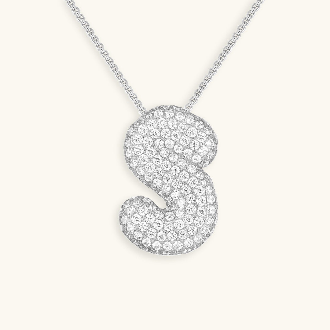 Collar con Inicial y Diamantes estilo Bubble