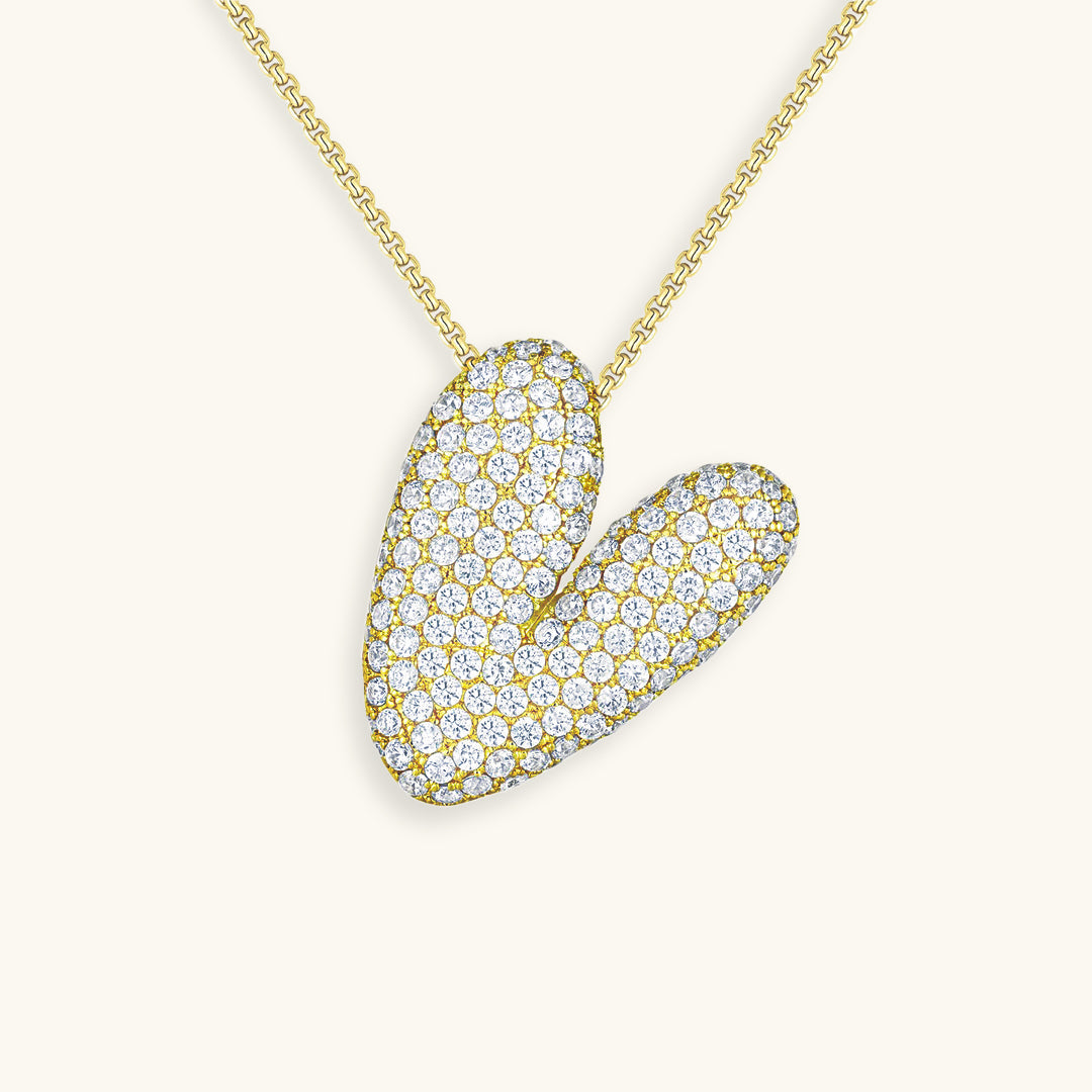 Collar con Inicial y Diamantes estilo Bubble
