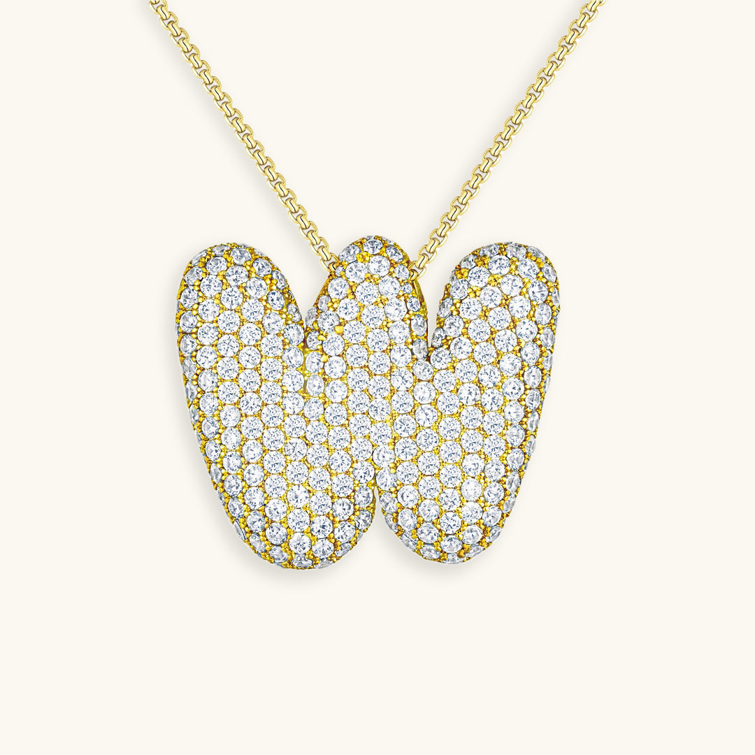Collar con Inicial y Diamantes estilo Bubble
