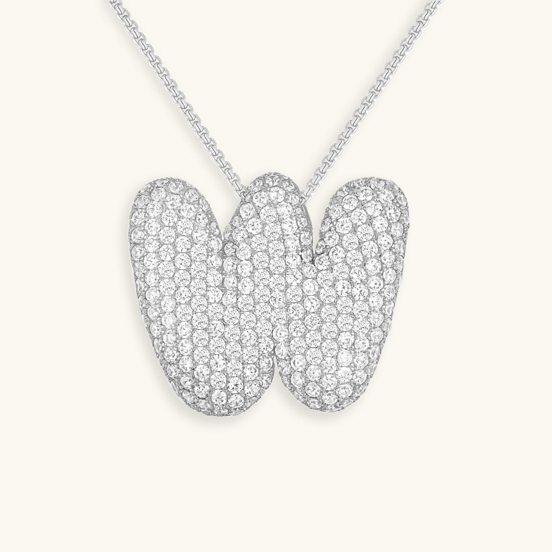 Collar con Inicial y Diamantes estilo Bubble