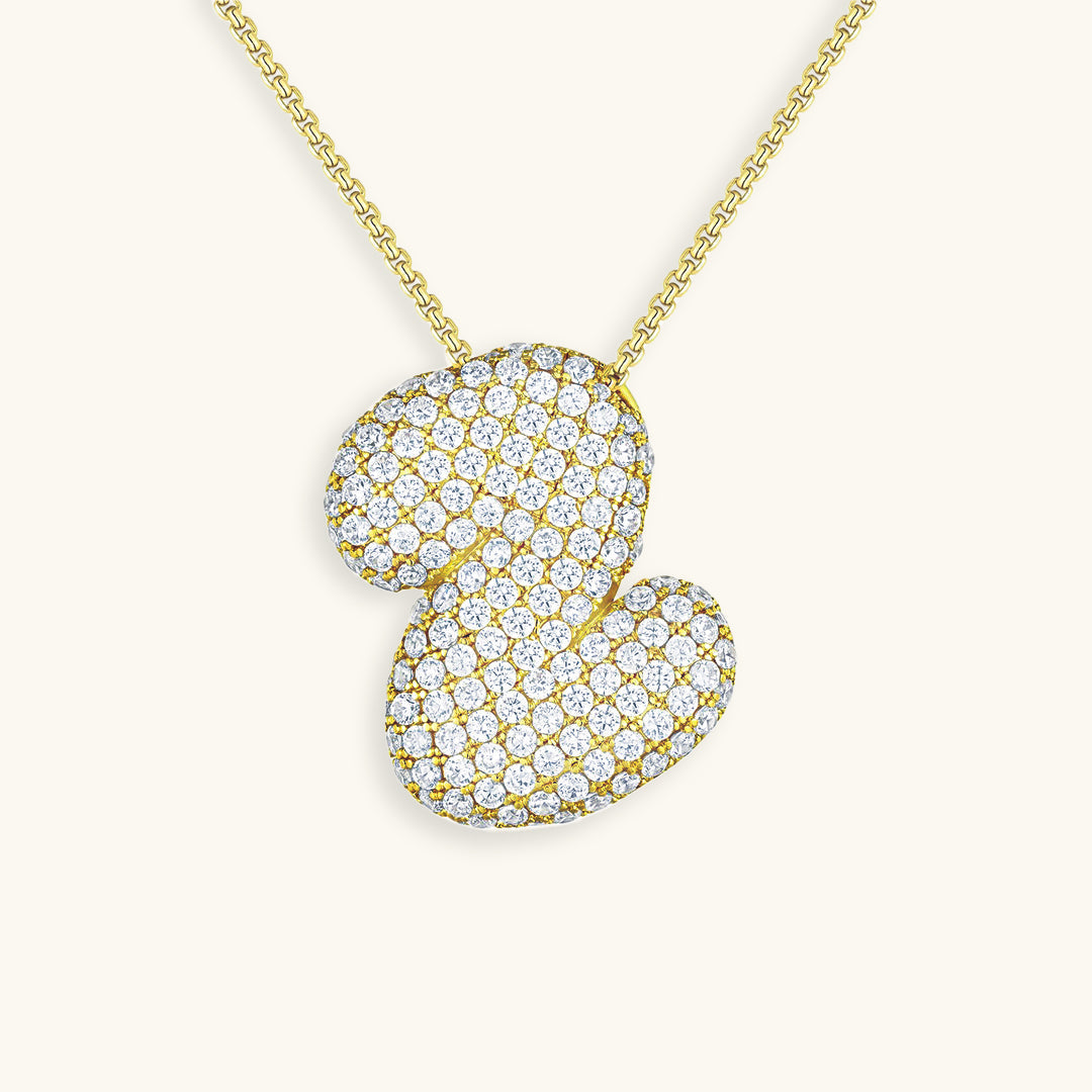 Collar con Inicial y Diamantes estilo Bubble