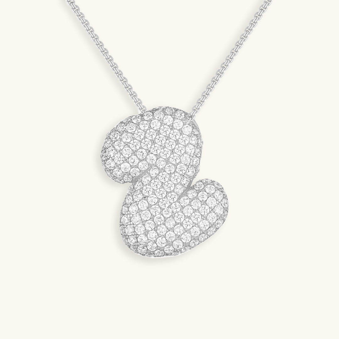 Collar con Inicial y Diamantes estilo Bubble